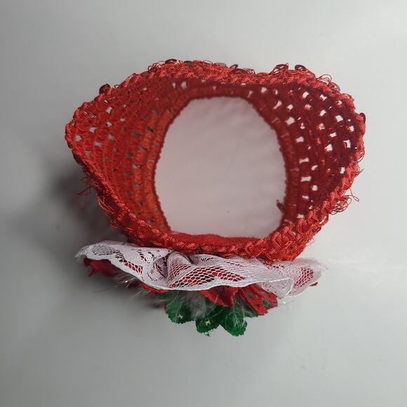 Baby Girl Toddler Christmas Headband Oversize Lace & Rhinestones Bow Red White - Picture 4 of 6